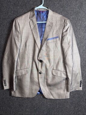 Billy London UK Mens Grey Glen Plaid Two Button Suit Jacket Blazer 42R Cut 4352
